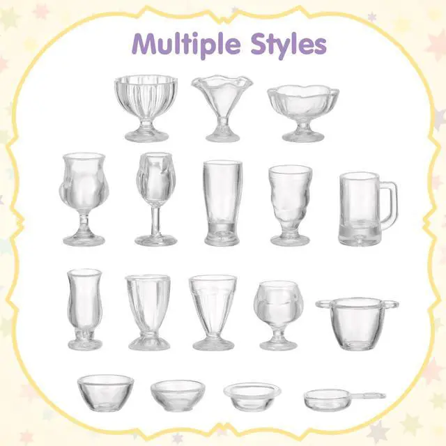 Alt view image 7 of 7 - ibasenice 34-Pack 1:17 Miniature Coffee & Dessert Cups with Lids Realistic Tiny Plastic Drinkware for Dollhouse Kitchen Decor & Kids Craft Projects
