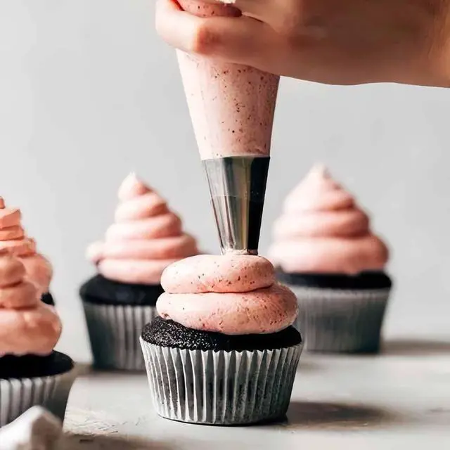 Alt view image 3 of 7 - 20 PCS Round Piping Tip Stainless Steel Cream Cupcake Nozzles Frosting Macaron Cake Decorating Tools Multipurpose Pastry Piping for Small Pastries Puffs Cupcakes Filling Donuts Other Pastries5 Sizes