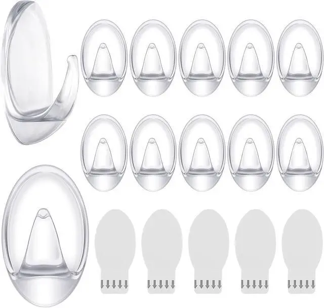 Main image of Blulu 12 Pcs Clear Adhesive Hooks for Hanging Wall Hooks Heavy Duty 22 lb Max No Damage Waterproof Transparent Hook with 15 Pcs Self-Adhesive Tapes for Home Bathroom Kitchen Office Wall