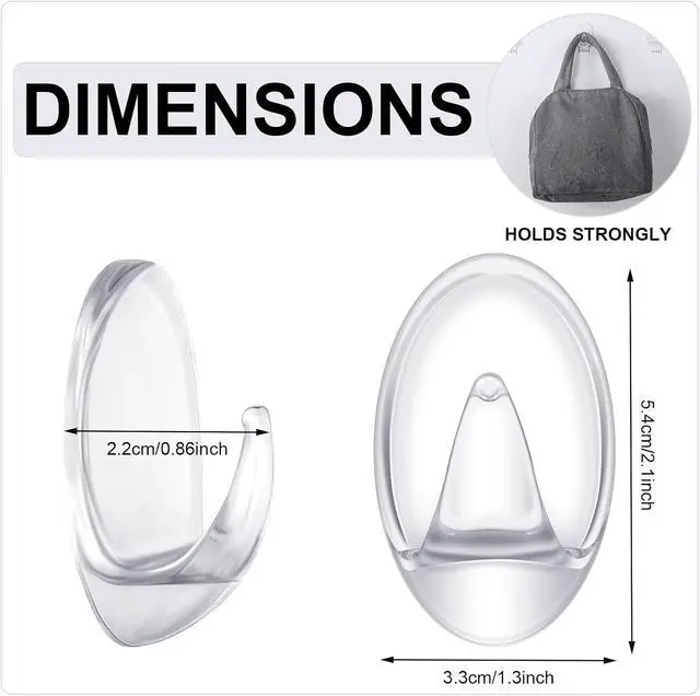 Alt view image 2 of 6 - Blulu 12 Pcs Clear Adhesive Hooks for Hanging Wall Hooks Heavy Duty 22 lb Max No Damage Waterproof Transparent Hook with 15 Pcs Self-Adhesive Tapes for Home Bathroom Kitchen Office Wall