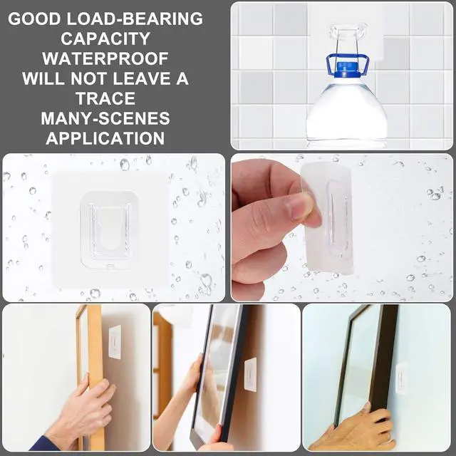 Alt view image 3 of 7 - Double Sided Adhesive Wall Hooks,24 Pack Self Adhesive Hooks,Suitable for Hanging and Organizing
