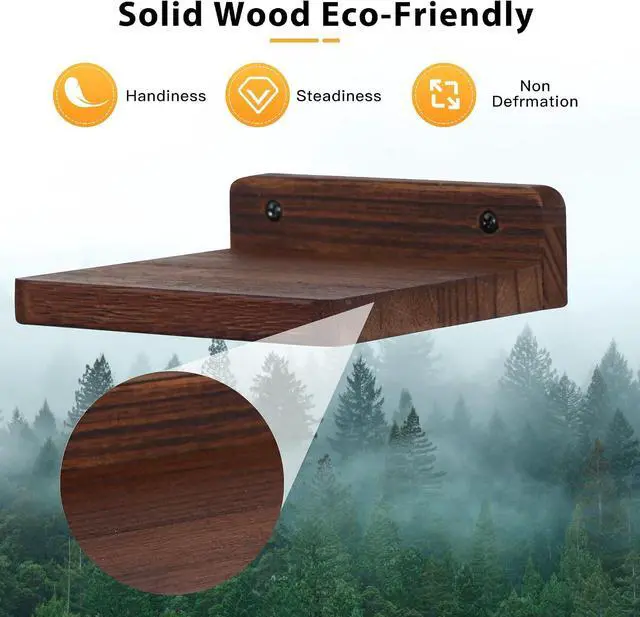 Alt view image 4 of 7 - Small Floating Shelf,5x5 Inch Dark Walnut,Set of 3 Small Wall Shelves for Bedroom Living Room Bathroom Kitchen Decor