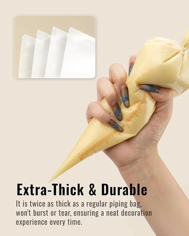 Alt view image 3 of 7 - Bake Choice 12 Inch Piping Bags, 100PCS Thickened Disposable Pastry Bags | Anti Burst Icing Bags for Cream Frosting, Non-slip Frosting Bags, Cake & Cookie Decorating Supplies