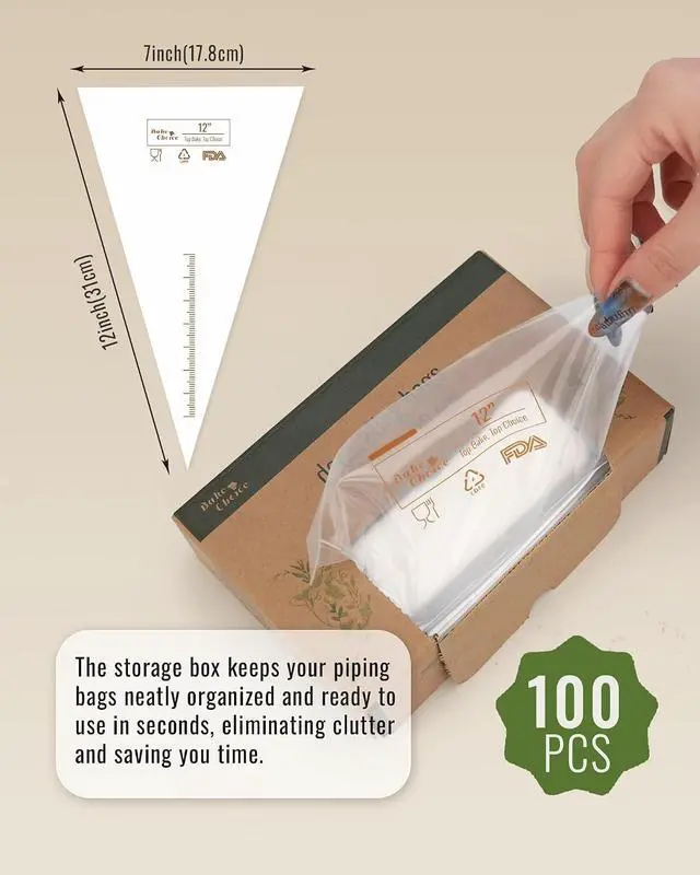 Alt view image 4 of 7 - Bake Choice 12 Inch Piping Bags, 100PCS Thickened Disposable Pastry Bags | Anti Burst Icing Bags for Cream Frosting, Non-slip Frosting Bags, Cake & Cookie Decorating Supplies