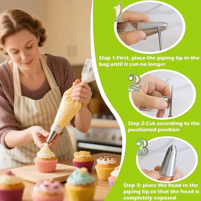 Alt view image 5 of 6 - Suuker Large Piping Tips Set, 5 Cake Decorating Tips, 1A 1E 1C 9FT 356 | 5 Large Icing Tips In Round, Open Star, Closed Star, French Star and Drop Flower Shapes for Cakes, Cupcakes and Cookies
