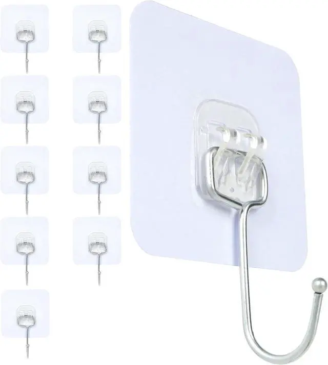 Main image of Adhesive Hooks,Towel Coat Hooks for Hanging,Wall Sticker,10Packs,13lb(Max)