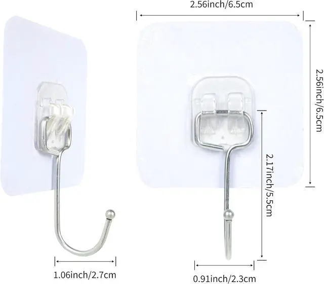 Alt view image 3 of 7 - Adhesive Hooks,Towel Coat Hooks for Hanging,Wall Sticker,10Packs,13lb(Max)