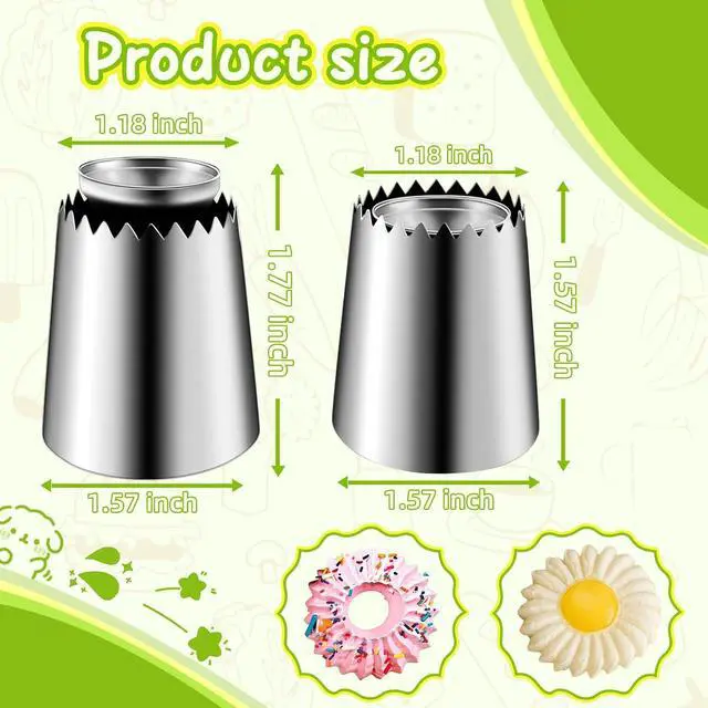 Alt view image 6 of 6 - Suuker Large Piping Tips Piping Tips Set, Stainless Steel | Cake Decorating Tips, Frosting Icing Tips, For Cupcakes, Cake, Cookie, 795S 796S