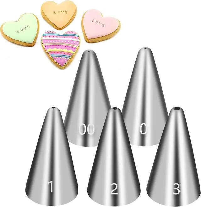 Main image of Suuker Extra-Fine Round Piping Tips Set, 5-Piece Cake Decorating Tips | 5 Small Icing Tips for Cake, Cookie and Cupcake Decorating, Cake Writing Tool