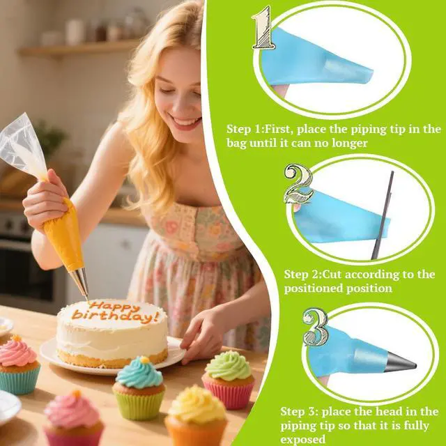 Alt view image 5 of 6 - Suuker Extra-Fine Round Piping Tips Set, 5-Piece Cake Decorating Tips | 5 Small Icing Tips for Cake, Cookie and Cupcake Decorating, Cake Writing Tool