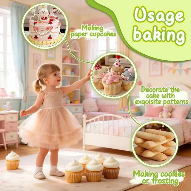 Alt view image 4 of 7 - Hendiy 5 Pieces Large Round Piping Tip Set, Stainless Steel | Professional Cake Decorating, Frosting Tip, For Cupcakes Cakes Cookies