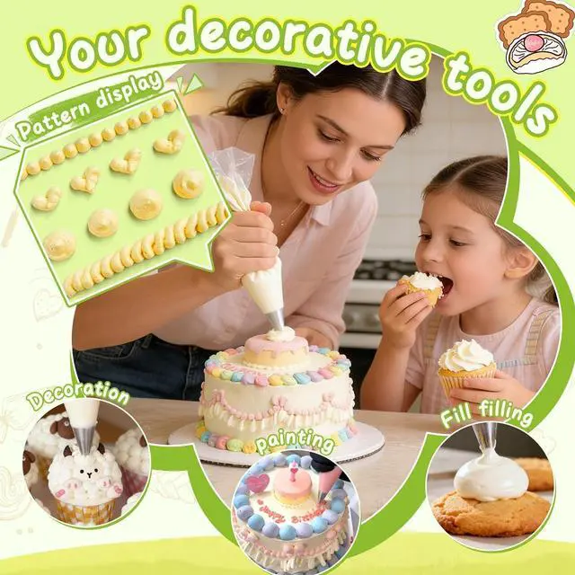 Alt view image 7 of 7 - Hendiy 5 Pieces Large Round Piping Tip Set, Stainless Steel | Professional Cake Decorating, Frosting Tip, For Cupcakes Cakes Cookies