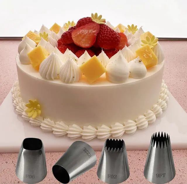 Alt view image 3 of 5 - 4-Piece Extra Large Piping Tips | 4 Jumbo Frosting Nozzles for Thick Cookie Dough, Churros, Eclairs, and Cupcake Decorating (Models: F02, F06, 9FT, R22L)