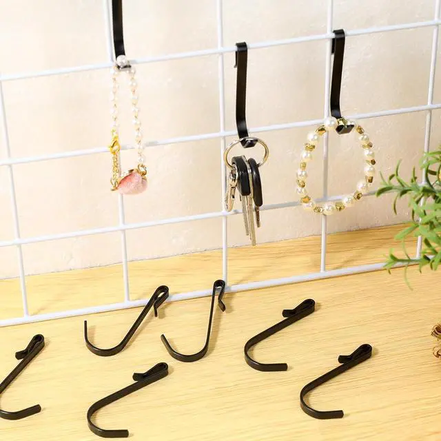 Alt view image 5 of 7 - KALIONE 20 Pcs J Shaped Clip-on Hook Stainless Steel Wire Rack Hanging Sink Grid for Kitchen, Bedroom, Office (Black)