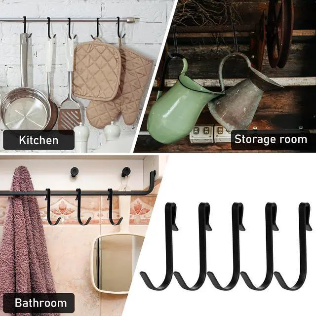 Alt view image 7 of 7 - KALIONE 20 Pcs J Shaped Clip-on Hook Stainless Steel Wire Rack Hanging Sink Grid for Kitchen, Bedroom, Office (Black)