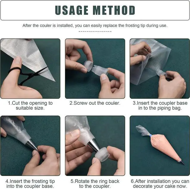 Alt view image 6 of 7 - Piping Bags and Tips Set, 100PCS 16 Inch Pastry Bags, Icing Bags Disposable | Cakes Decorating Supplies Kit, Simple Baking Supplies Set with 16 Piping Tips, 3 Cake Scraper, 2 Couplers, 2 Bag Ties