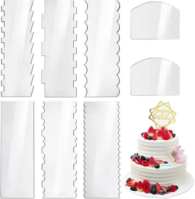 Main image of 8 Pcs Cake Scraper Set, Cake Comb Edge Smoother Tool | Pastry Cutter Kitchen Baking Tools, Cake Scraper Smoother in 13 Patterns for Different Shapes of Cake Edges Transparent