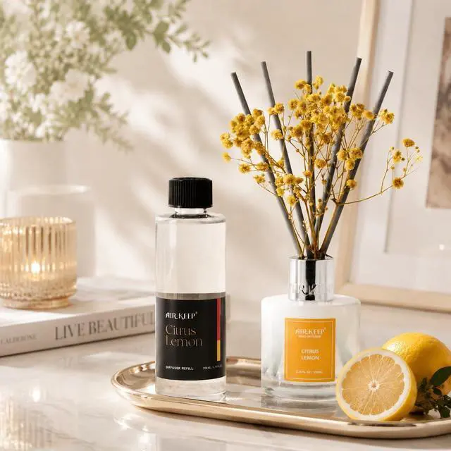 Alt view image 6 of 7 - Airkeep Citrus Lemon Reed Diffuser Refill 6.76 fl oz Premium Scented Oil for Home Aromatherapy Long-Lasting Fragrance for Reed Diffusers Perfect for Bathroom, Bedroom & Home Decor