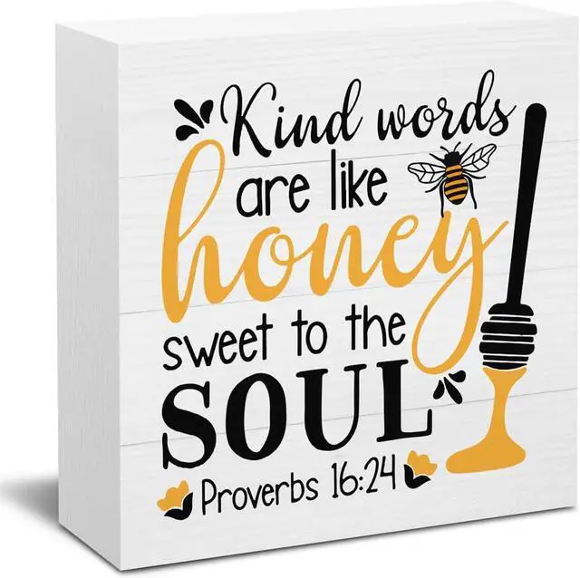 Main image of Summer Decorations for Home Summer Decor for Table Cute Bee Sign Honey Bee Decor Gifts for Women Decorations for Office Desk Shelf Cubicle 5 X 5 Inch