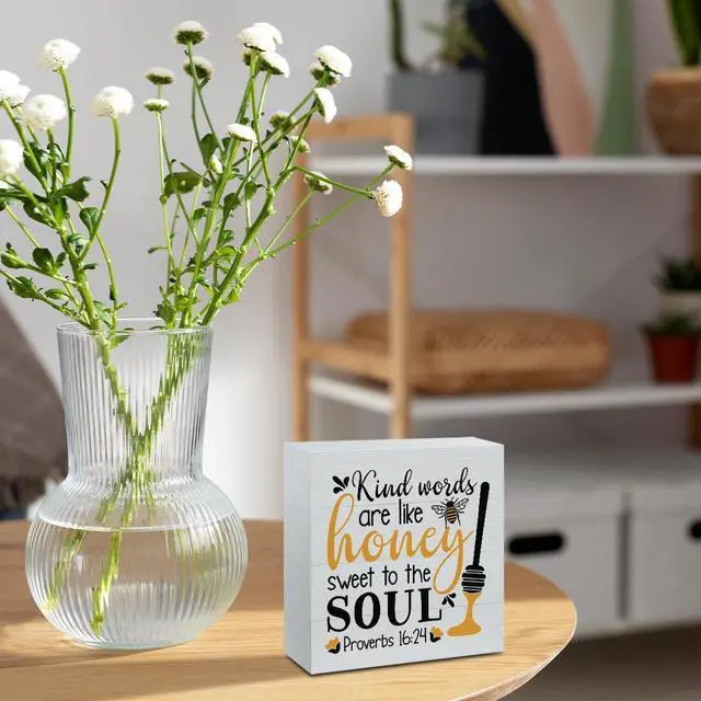 Alt view image 3 of 6 - Summer Decorations for Home Summer Decor for Table Cute Bee Sign Honey Bee Decor Gifts for Women Decorations for Office Desk Shelf Cubicle 5 X 5 Inch
