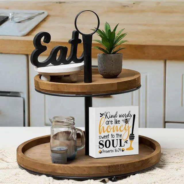 Alt view image 5 of 6 - Summer Decorations for Home Summer Decor for Table Cute Bee Sign Honey Bee Decor Gifts for Women Decorations for Office Desk Shelf Cubicle 5 X 5 Inch