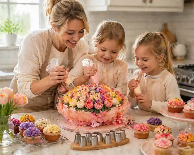 Alt view image 7 of 7 - 7 Pcs Large Russian Piping Tips Set, Stainless Steel Flower Frosting Nozzles, One-Press Cake Decorating Tips for Buttercream, Cupcakes, Cakes Dishwasher Safe