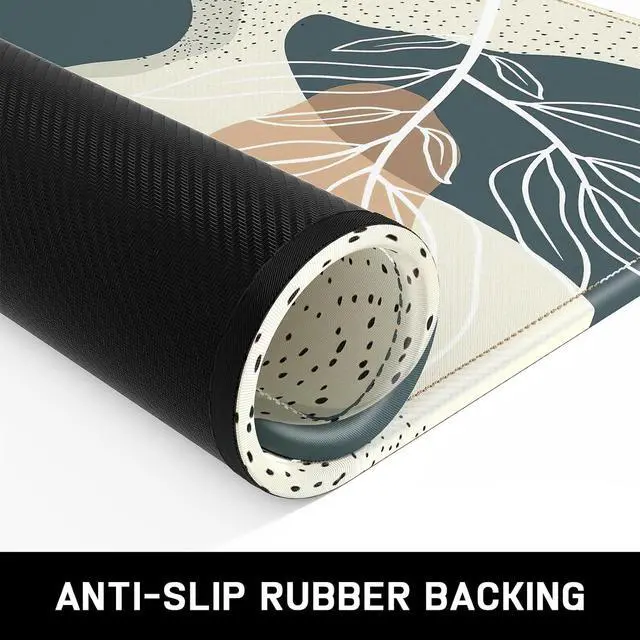 Alt view image 3 of 6 - Mouse Pad, Minimalism Marble Style Computer Pad, Anti-Slip Rubber Mouse Mat with Stitched Edges for Gaming, Office, Laptop, PC, Women, 9" x 8" Thick 3 mm, Boho Leaves