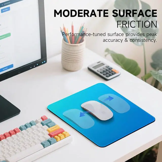 Alt view image 2 of 7 - Premium Mouse Pad with Stitched Edges 10.2 x 8.3 in | Smooth, Washable Mat with Non-Slip Base | Personalized Cute MousePads for Laptop, Computer, Office, Home (Mint Ocean Dip-Dye)