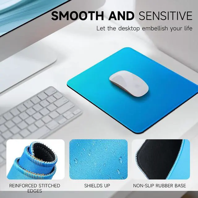 Alt view image 5 of 7 - Premium Mouse Pad with Stitched Edges 10.2 x 8.3 in | Smooth, Washable Mat with Non-Slip Base | Personalized Cute MousePads for Laptop, Computer, Office, Home (Mint Ocean Dip-Dye)