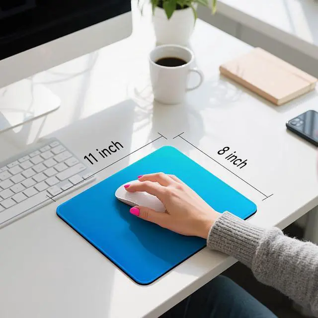 Alt view image 6 of 7 - Premium Mouse Pad with Stitched Edges 10.2 x 8.3 in | Smooth, Washable Mat with Non-Slip Base | Personalized Cute MousePads for Laptop, Computer, Office, Home (Mint Ocean Dip-Dye)