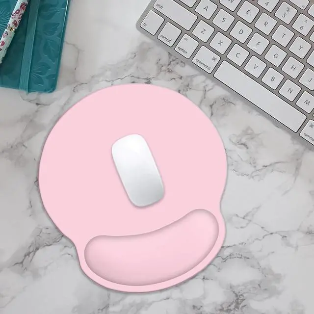 Alt view image 3 of 7 - Mouse Pad with Wrist Rest Support, Ergonomic Gaming Mouse Pad with Non-Slip PU Base for Computer, Laptop, Office and Home, Easy Typing & Pain Relief (Pink)
