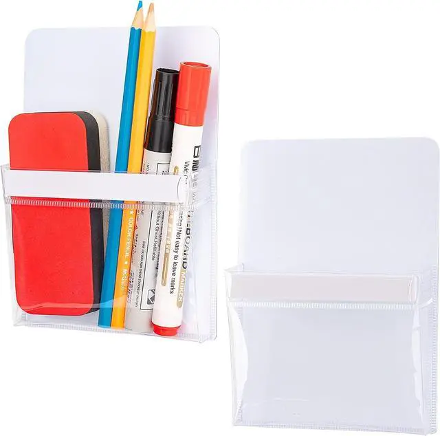 Main image of CHUNNIAO Magnetic Pencil Holders,Whiteboard Accessory with Strong Magnets, Storage Pen Pocket for Your Fridge, School Locker, Office Cabinets, 2 Pack