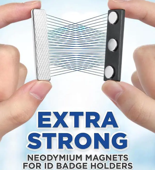 Alt view image 2 of 7 - 3 Magnetic Badge Holders for Clothes, Uniforms, Shirts, Craft, Name Tags | Magnets with Adhesive Backing for Students, Visitors, Schoolchildren - Office, Classroom, Conferences, Exhibitions, Meetings