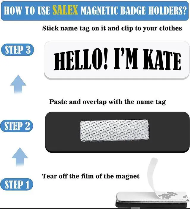 Alt view image 3 of 7 - 3 Magnetic Badge Holders for Clothes, Uniforms, Shirts, Craft, Name Tags | Magnets with Adhesive Backing for Students, Visitors, Schoolchildren - Office, Classroom, Conferences, Exhibitions, Meetings