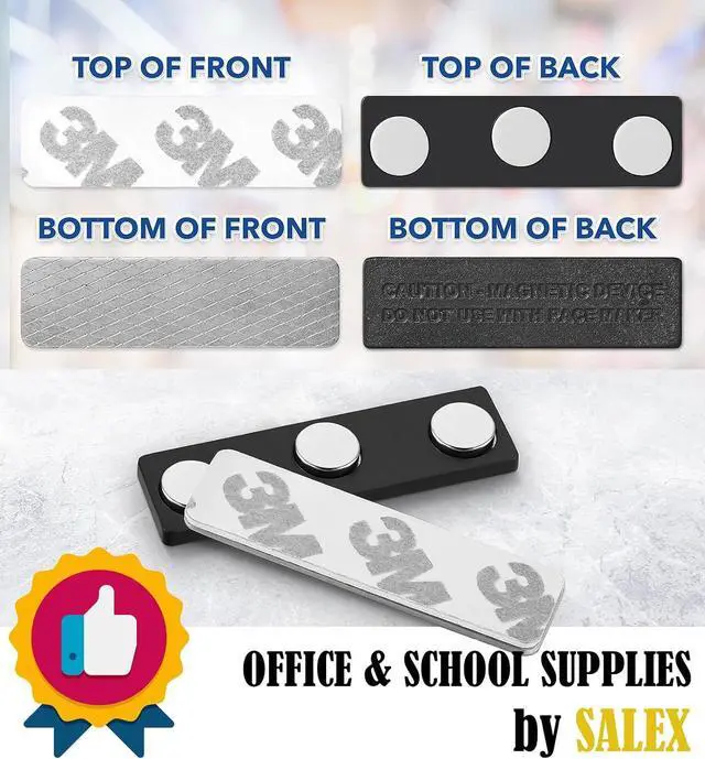Alt view image 4 of 7 - 3 Magnetic Badge Holders for Clothes, Uniforms, Shirts, Craft, Name Tags | Magnets with Adhesive Backing for Students, Visitors, Schoolchildren - Office, Classroom, Conferences, Exhibitions, Meetings