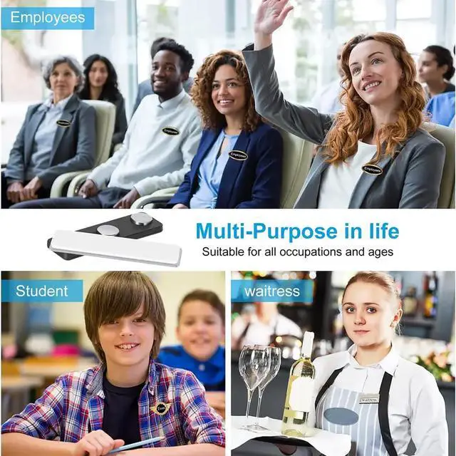 Alt view image 6 of 7 - 3 Magnetic Badge Holders for Clothes, Uniforms, Shirts, Craft, Name Tags | Magnets with Adhesive Backing for Students, Visitors, Schoolchildren - Office, Classroom, Conferences, Exhibitions, Meetings