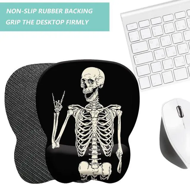 Alt view image 4 of 7 - Mouse Pad with Wrist Support, Ergonomic Mousepad with Comfortable Memory Foam Wrist Rest Cushion, Relieve Wrist Pain, Non-Slip Rubber Base Gaming Mice Pad for Home Office Computer, Human Skeleton