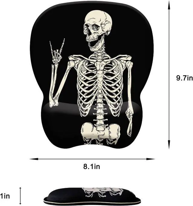 Alt view image 6 of 7 - Mouse Pad with Wrist Support, Ergonomic Mousepad with Comfortable Memory Foam Wrist Rest Cushion, Relieve Wrist Pain, Non-Slip Rubber Base Gaming Mice Pad for Home Office Computer, Human Skeleton