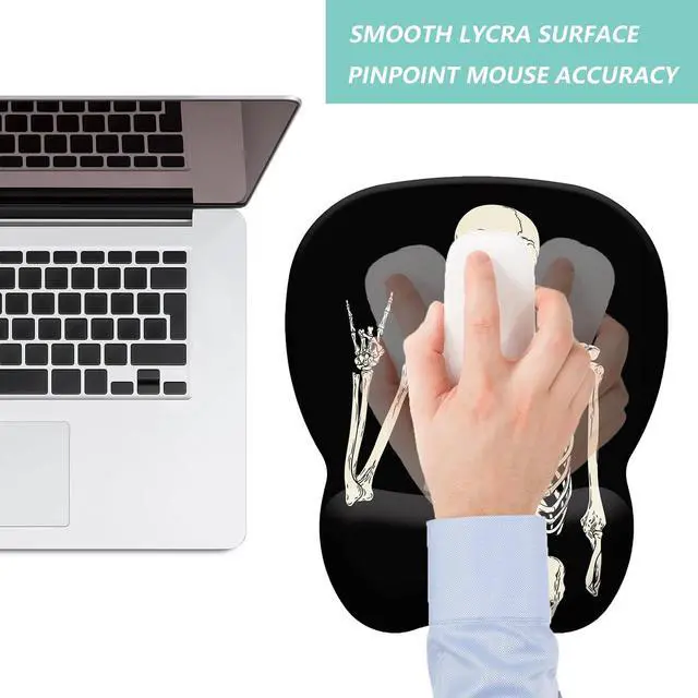 Alt view image 7 of 7 - Mouse Pad with Wrist Support, Ergonomic Mousepad with Comfortable Memory Foam Wrist Rest Cushion, Relieve Wrist Pain, Non-Slip Rubber Base Gaming Mice Pad for Home Office Computer, Human Skeleton