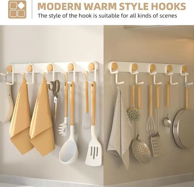 Alt view image 7 of 7 - Cutlery Hooks for Wall, Key Holder Wall Mount Coat Rack Adhesive Hooks for Hanging Hat Towel Mudroom Bathroom, Hooks Storage for Hanging Kitchen Utensils Tongs, Oven mitt, whisks, etc.
