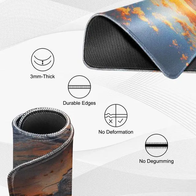 Alt view image 3 of 7 - JIKIOU Mouse Pad with Stitched Edge, Portable Size-10.2x8.3in Sunset | Anti-Fray, Comfortable Smooth Lycra Surface, Non-Slip Rubber Base, Machine Washable Fade-resistant, Compatible with All Mice