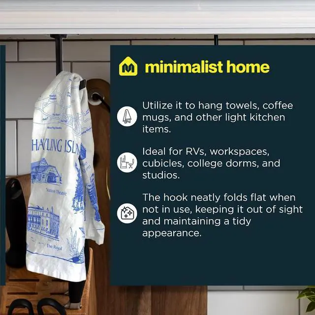 Alt view image 5 of 7 - Banana Hanger - Under Cabinet Hook for Bananas or Other Lightweight Kitchen Items. Hook Folds-up When Not in Use. Self-Adhesive and Pre-drilled Holes (Screws Provided!) Keep Bananas Fresh.(Black)