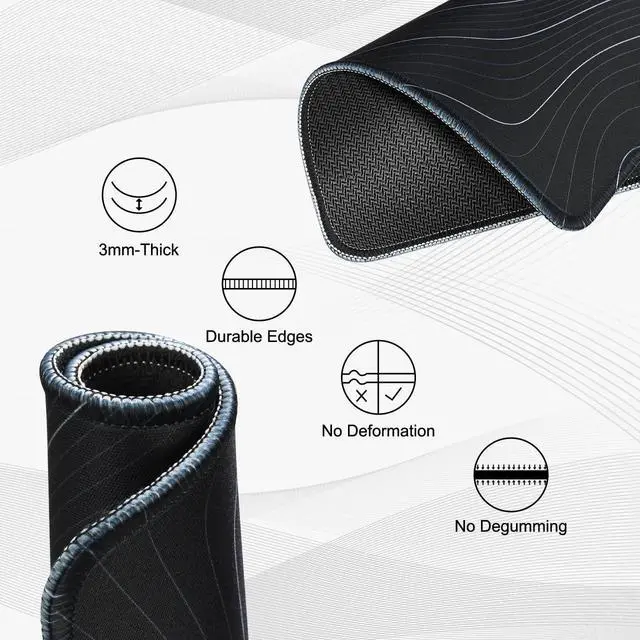 Alt view image 3 of 7 - JIKIOU Mouse Pad with Stitched Edge, Portable Size-10.2x8.3in Contour | Anti-Fray, Comfortable Smooth Lycra Surface, Non-Slip Rubber Base, Machine Washable Fade-resistant, Compatible with All Mice