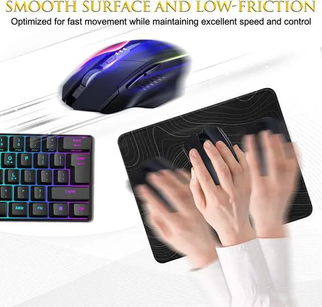 Alt view image 4 of 7 - JIKIOU Mouse Pad with Stitched Edge, Portable Size-10.2x8.3in Contour | Anti-Fray, Comfortable Smooth Lycra Surface, Non-Slip Rubber Base, Machine Washable Fade-resistant, Compatible with All Mice