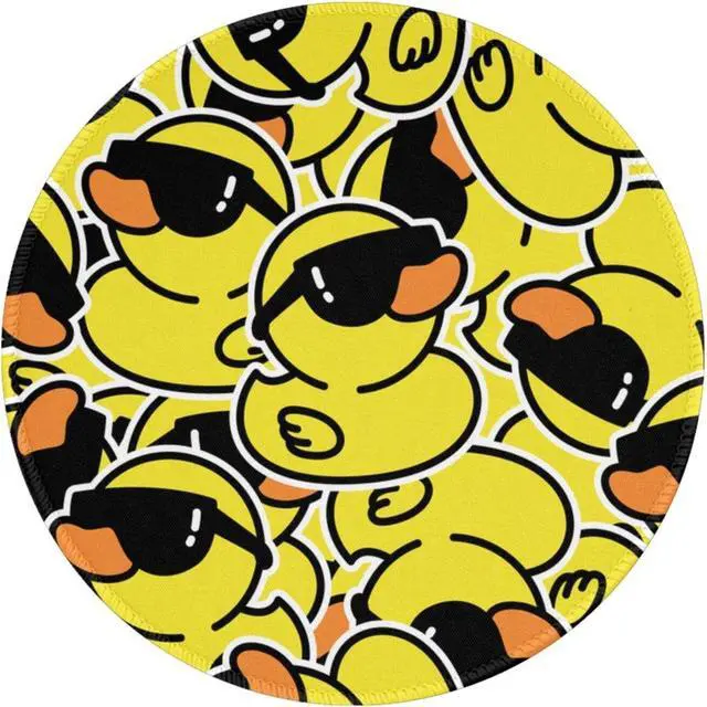 Main image of Duck Pattern Round Mouse Pad Small Gaming Mousepad Desk Mat Stitched Edges 8 X 8 Inch for Home Office