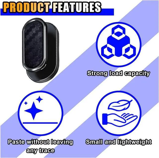 Alt view image 3 of 6 - KITUREK Car Mini Hooks, Self-Adhesive Backseat Hangers, 4PCS, Carbon Fiber | Multifunctional Wall Hanging Hooks, Universal Hook Stickers, Car Interior Accessories for Key Charging Cable Earphone