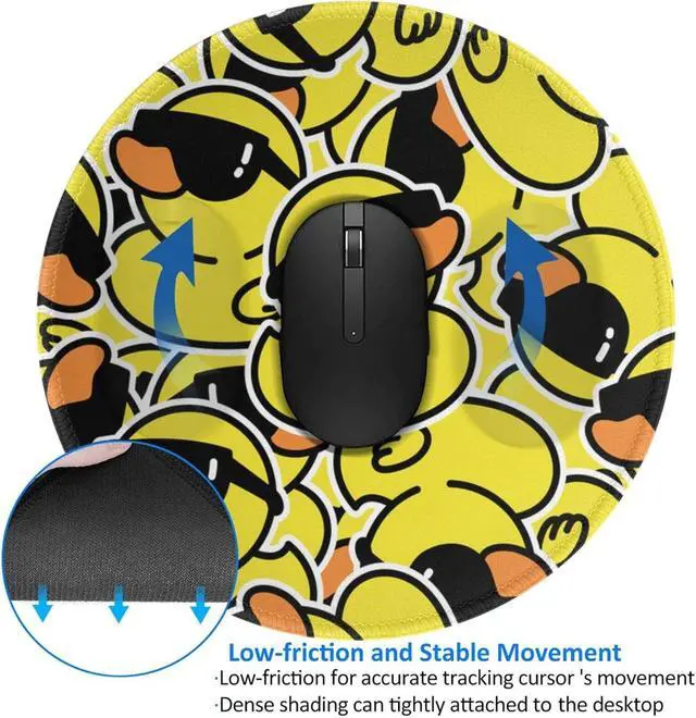 Alt view image 3 of 6 - Duck Pattern Round Mouse Pad Small Gaming Mousepad Desk Mat Stitched Edges 8 X 8 Inch for Home Office