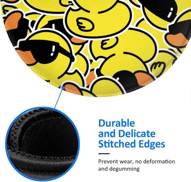 Alt view image 4 of 6 - Duck Pattern Round Mouse Pad Small Gaming Mousepad Desk Mat Stitched Edges 8 X 8 Inch for Home Office