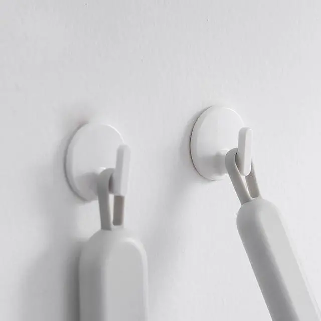 Alt view image 3 of 5 - lightstar 6 Pcs Adhesive Plastic Hooks - Small Wall Hooks for Hanging, Drill-Free, Seamless - Kitchen Bathroom - 34 * 34 * 21 mm, White