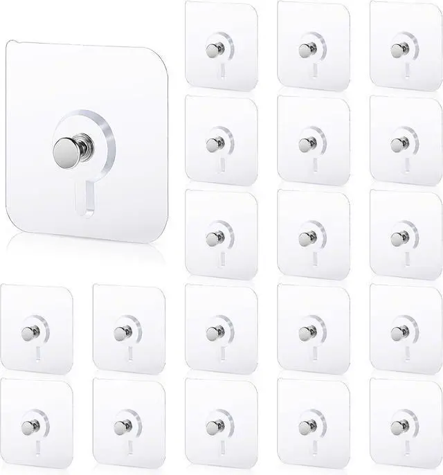 Main image of Nogeqi 20 Pcs Self Adhesive Wall Hooks No Drill Hooks for Hanging, No-Trace Sticker Frame Hangers Without Nails for Mount Wall Shelf, Heavy Duty Adhesive Wall Hooks for Kitchen, Bathroom